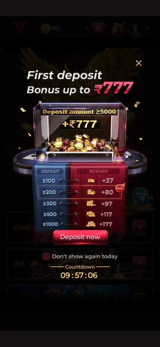 IV7 Game first deposit bonus table with rewards up to ₹777