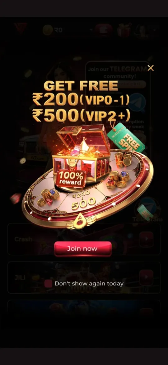 IV7 Game free spin offer worth ₹200 for VIP0-1 and ₹500 for VIP2 and above